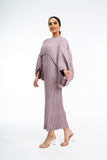 Pleated Batwing Sleeve Top & Sleeveless Dress Set