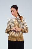 Alona Patterned Button-up Blouse With Tie Neck