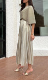 Pleated V-Neck Long Dress