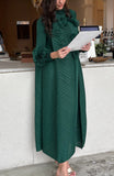 Pleated Diagonal Bloom Dress