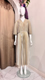 Pleated V-Neck Long Dress