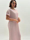 Charlotte Knife Pleat Short Sleeve Dress