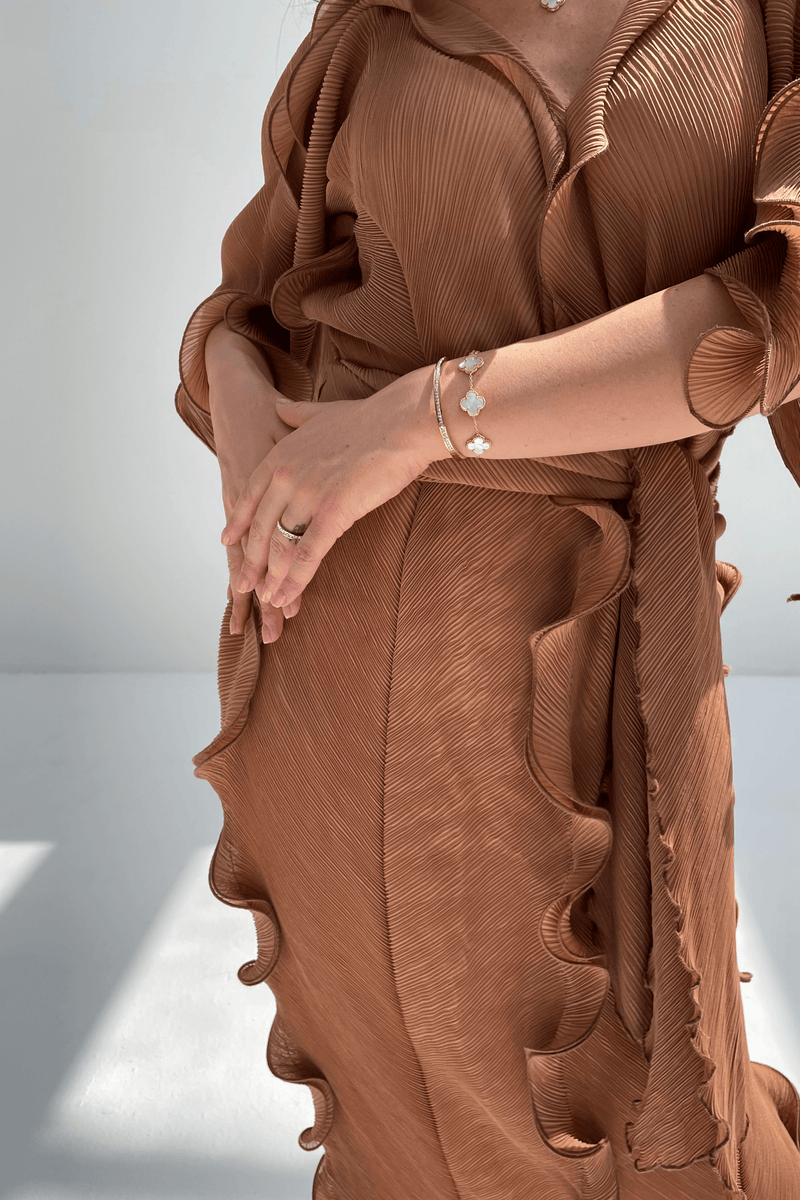 Brown (02) | Pleated Dress
