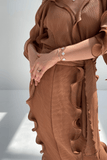 Brown (02) | Pleated Dress