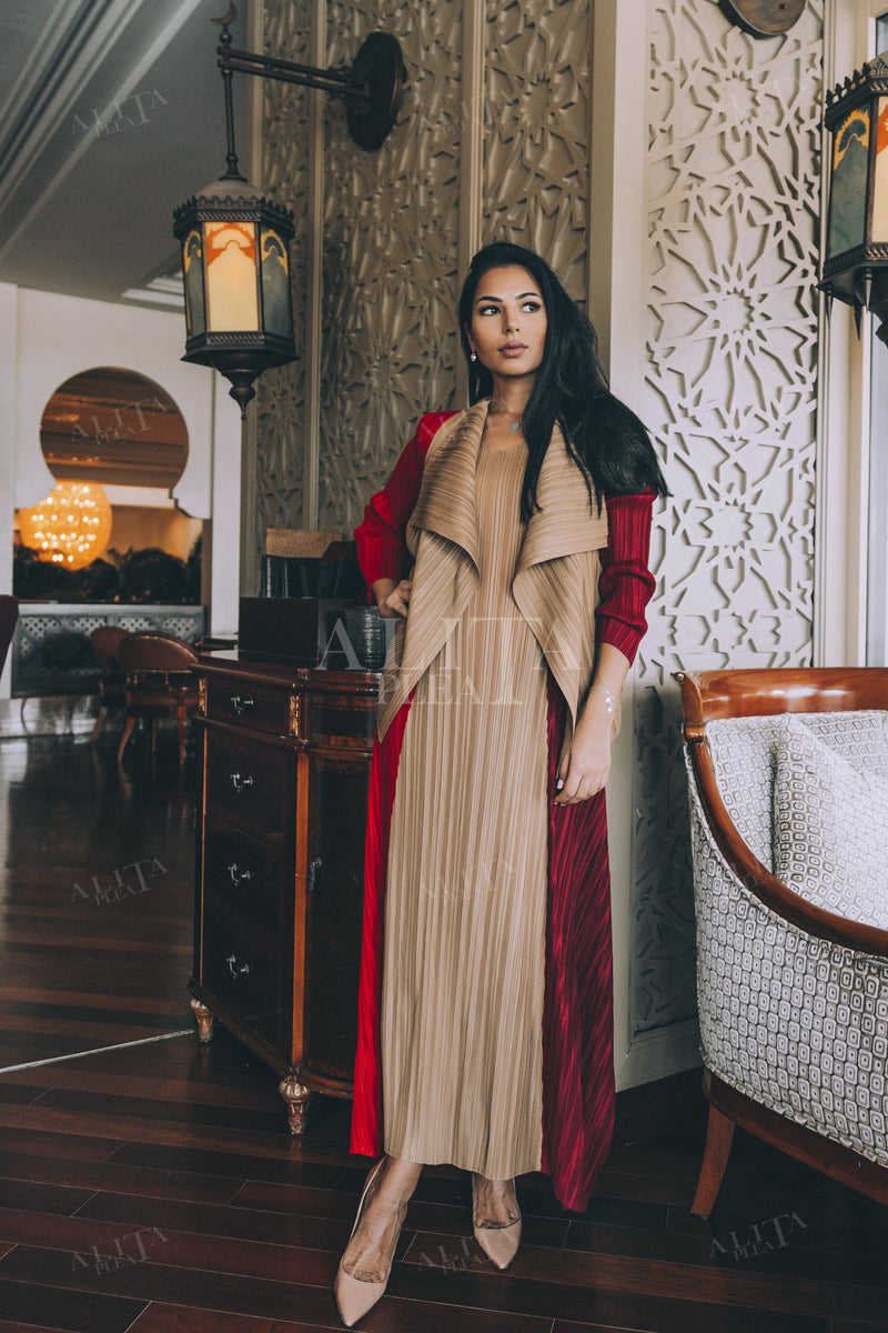 Denver sleeveless long dress with cardigan - Alita Pleat