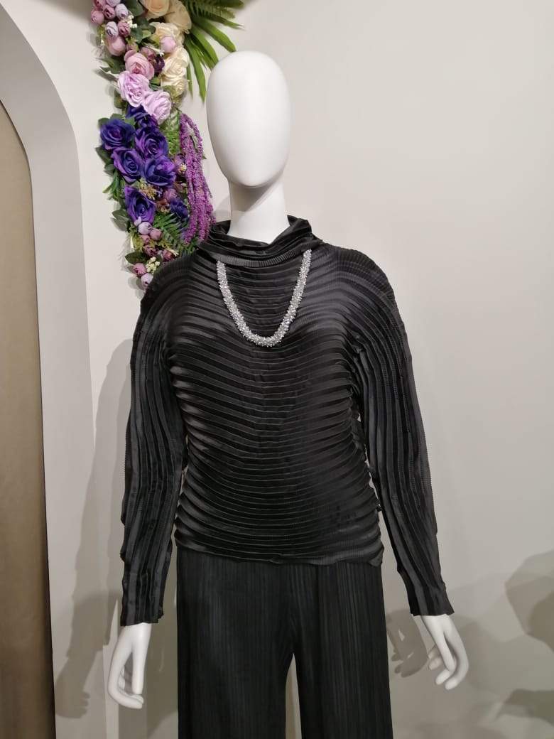 Amora High Neck Pleated Top - Alita Pleat