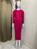 Dania Long Sleeve With Side Slit Pleated Dress