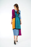 Ocean Blue (03) with  Magenta (02) | Pleated Dress