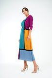 Ocean Blue (03) with  Magenta (02) | Pleated Dress