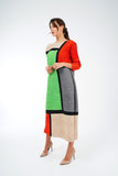 Green (04) with Beige (01) | Pleated Dress
