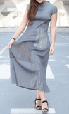 Divine Metallic Print Sleeveless Dress - Alita Pleat