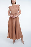 Beige (05) | Pleated Dress