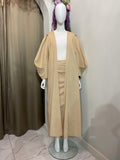 Abaya Linen With Wrap Skirt Set