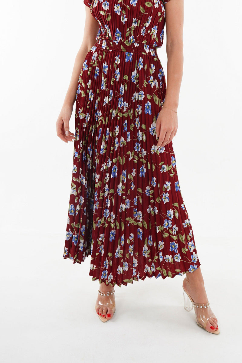 maroon with blue flower