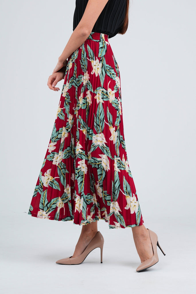 Maroon Green with Big Flowers