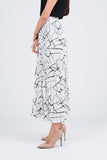 White with black print