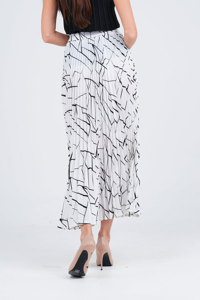 White with black print