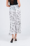 White with black print