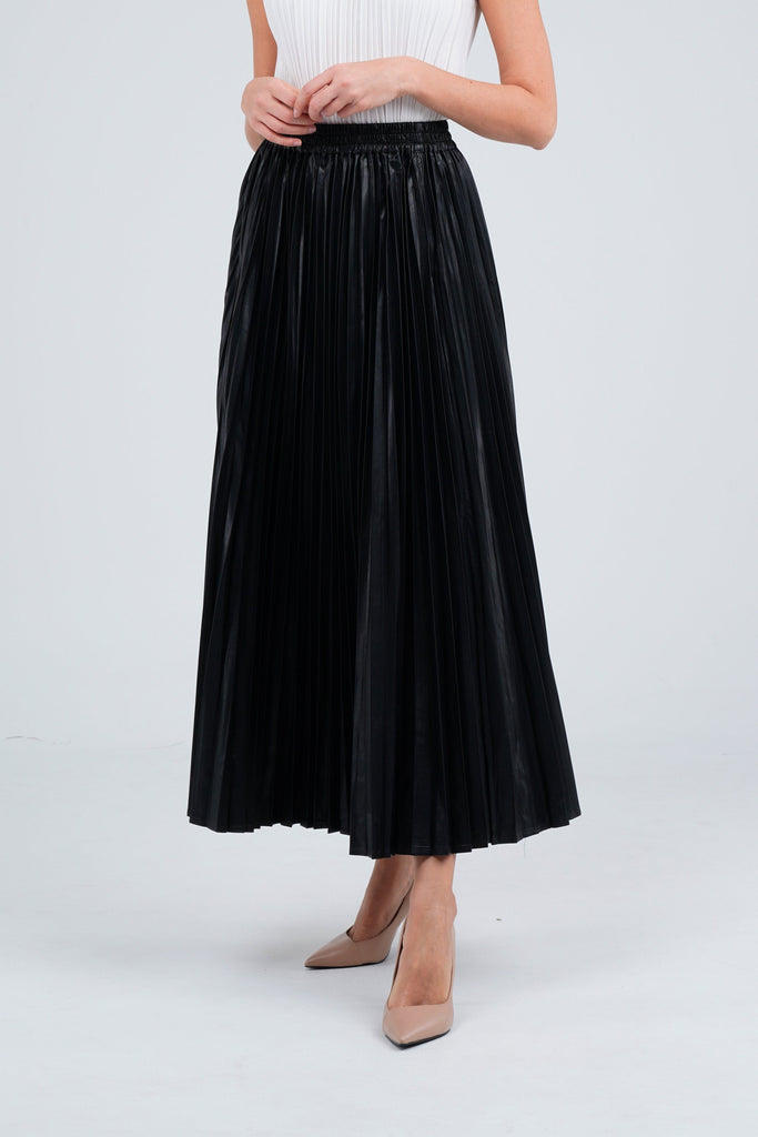 Buy faux leather pleated skirt online hotsell