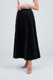 Faux Leather Black Pleated Skirt