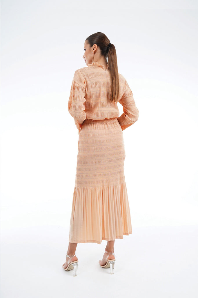 Peach | Pleated Dress