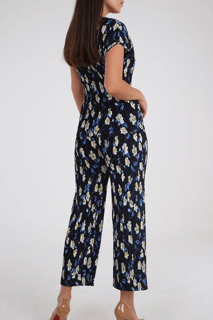 Navy Blue with Flowers