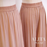 Placida Small Pleat Straight Cut Pants (Shiny Fabric) - Alita Pleat