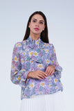 Amy Daisy Print Blouse With Tie Neck