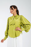 Alona Button-up Blouse With Tie Neck