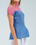 Alina High Neck Pleated Top