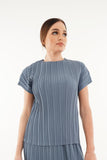 Andrea Short Sleeve Pleated Top(Matte Fabric)