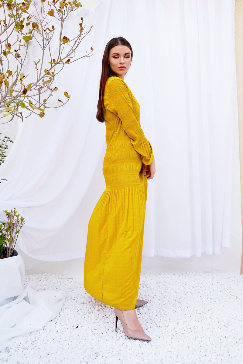 Honey Mustard (01) | Pleated Dress