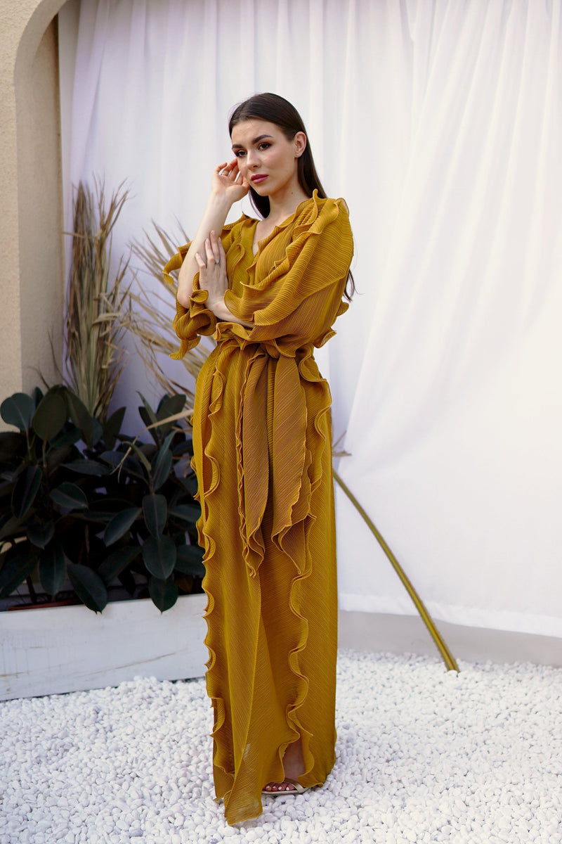 Honey mustard (04) | Pleated Dress