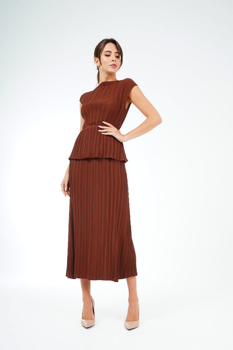 Dark Brown (04) | Pleated Dress